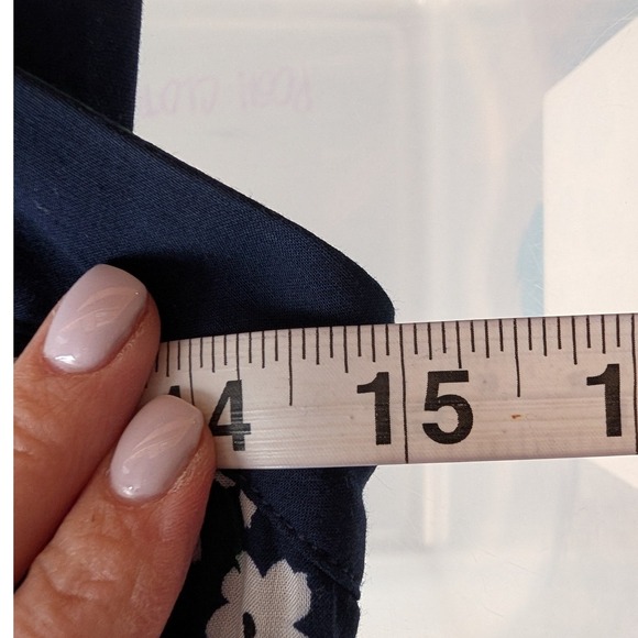 Maeve Vivienne Floral Midi Dress 2 Navy Blue Handkerchief Hem Cottagecore Boho - Picture 11 of 13